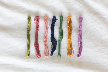 embroidery thread lined up for crafting