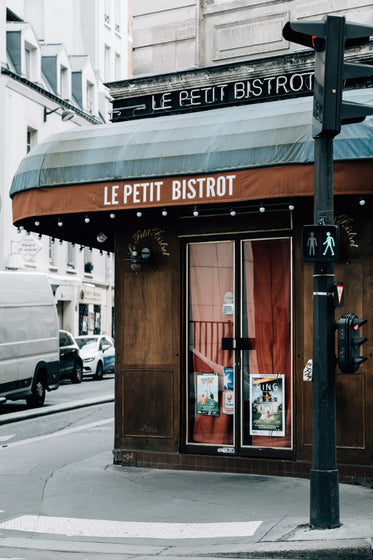 entrance to a restaurant on a street corner