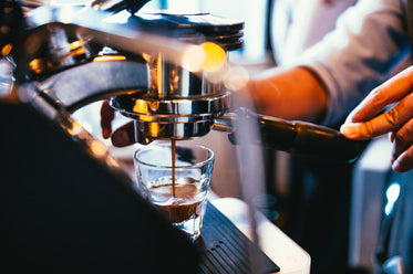 espresso machine pours out hot and fresh shot