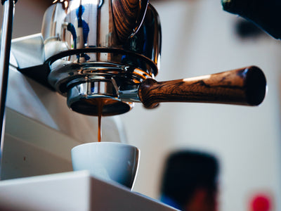 Espresso Machine With Dark Wood Handles