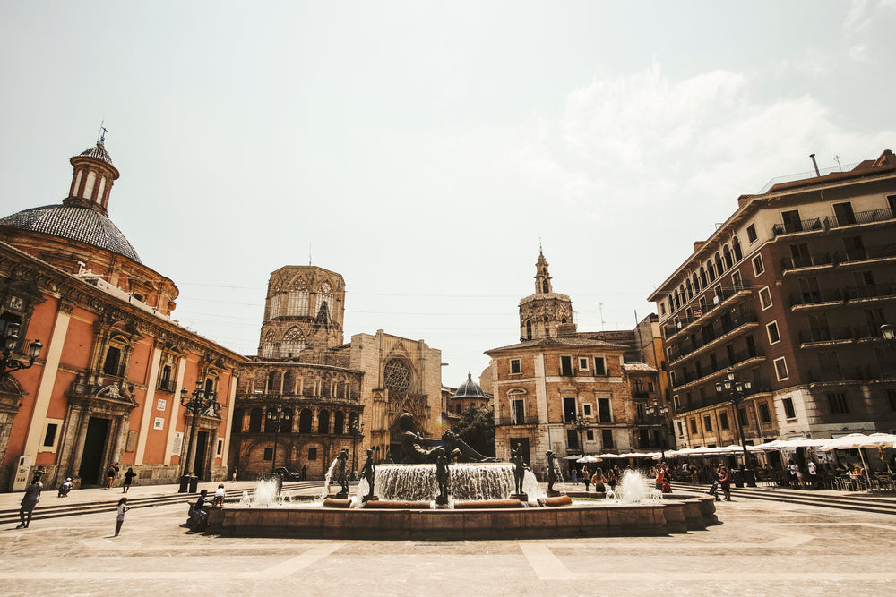 european village square fountain