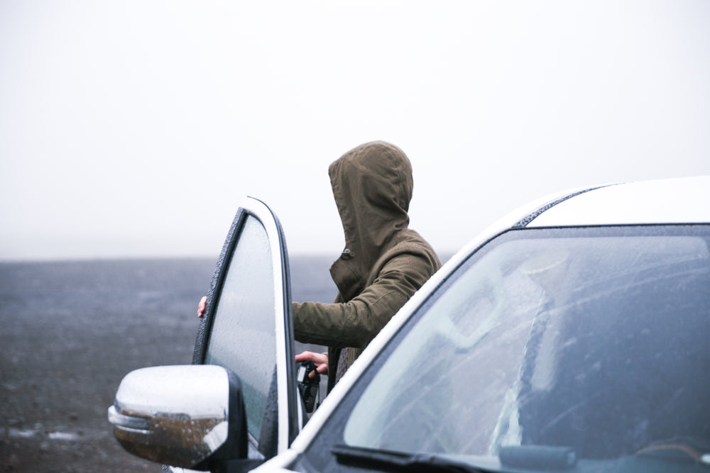 exiting car for a hike