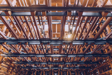 exposed wooden ceiling beams