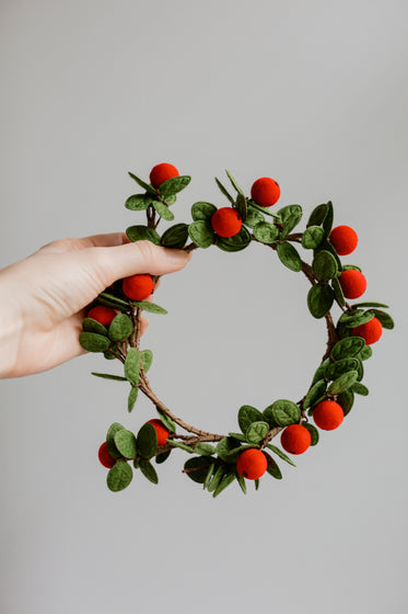 fabric festive wreath with berries