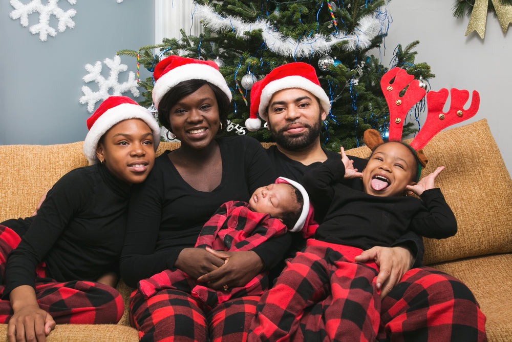 family in matching pyjamas