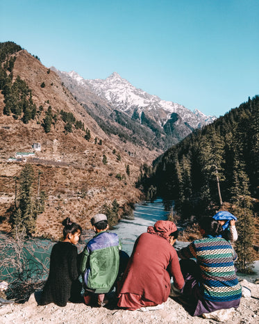 family looks over valley