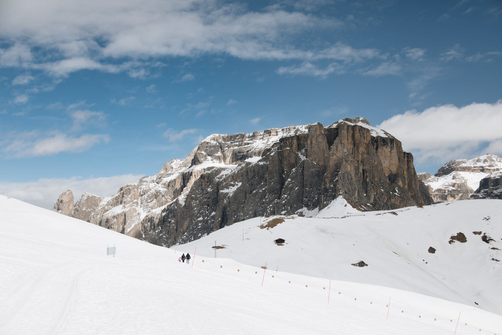 family on a snowy mountain