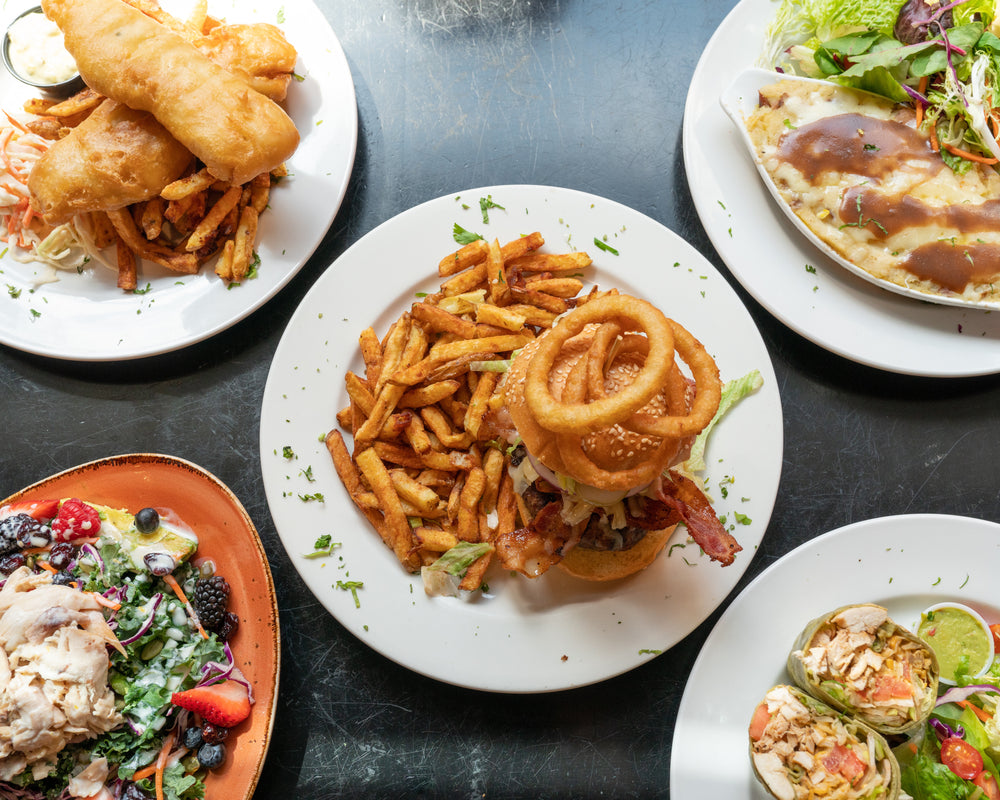 family restaurant meals on table