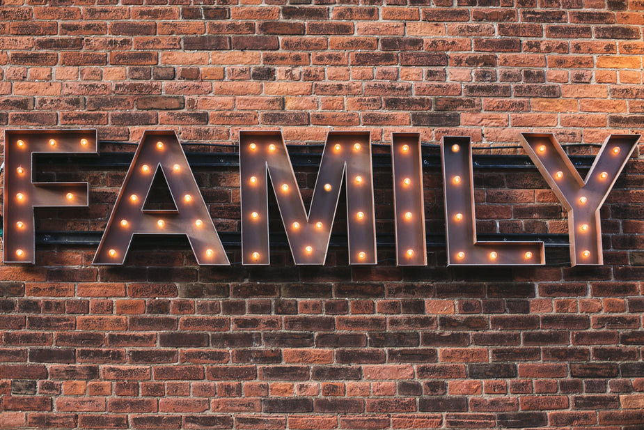 Free Stock Photo of Family Sign With Lights — HD Images