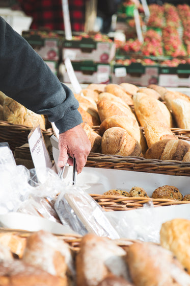 farmers market bakers hand