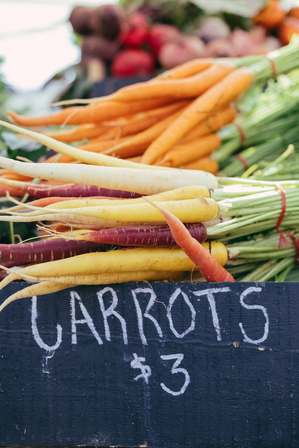 farmers market colorful carrots