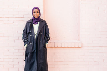 fashion model wearing a longline spring jacket