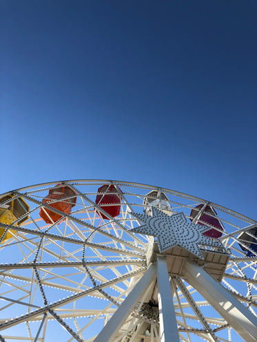 ferris wheel against a blue sky