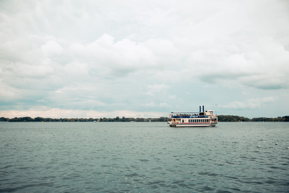 ferry crossing on cloudy day