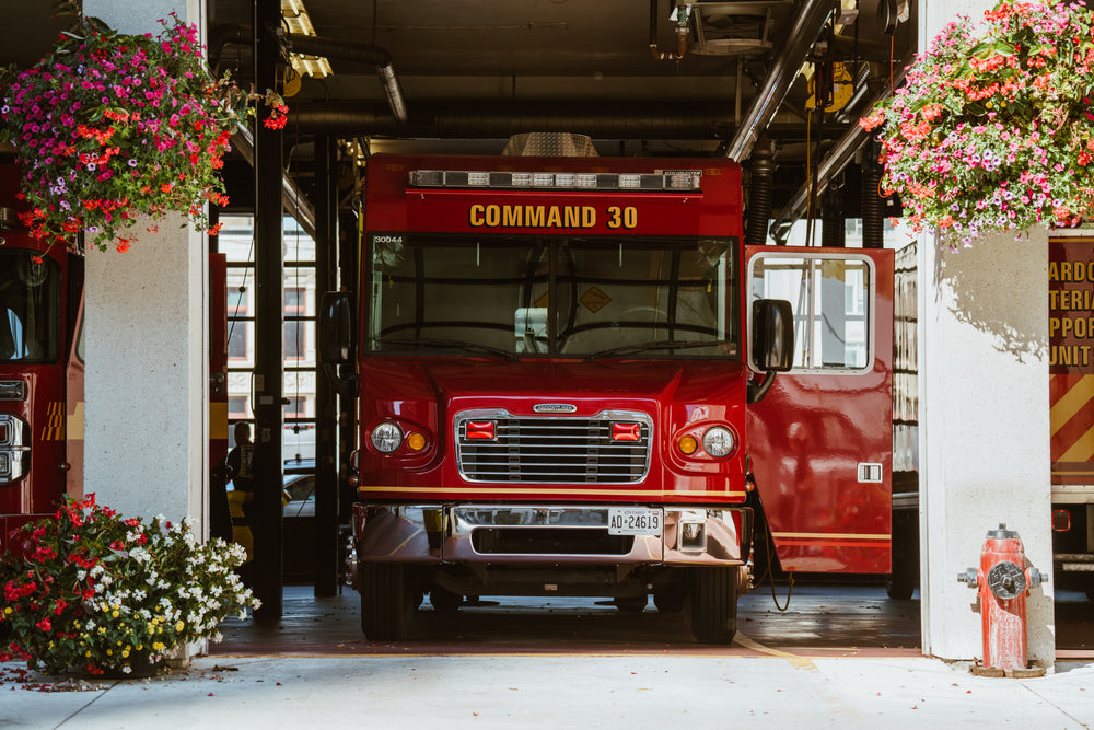 fire truck at fire station