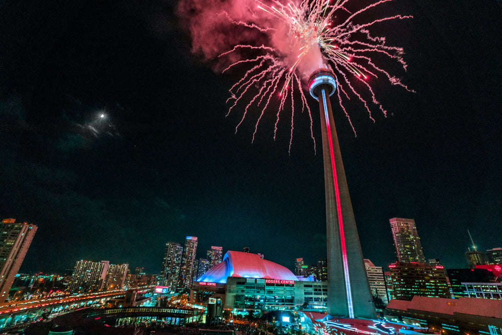 fireworks from tower