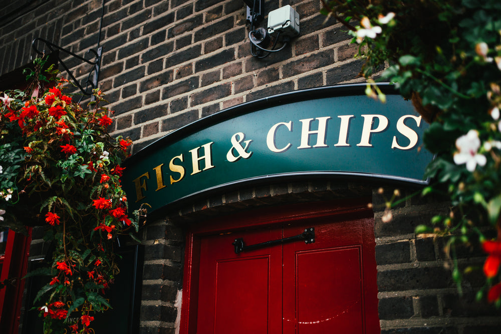 fish and chips sign