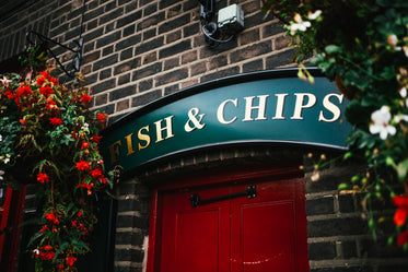 fish and chips sign