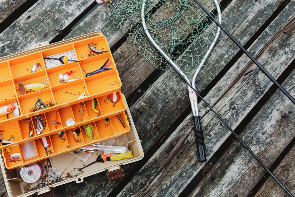 fishing tackle on dock