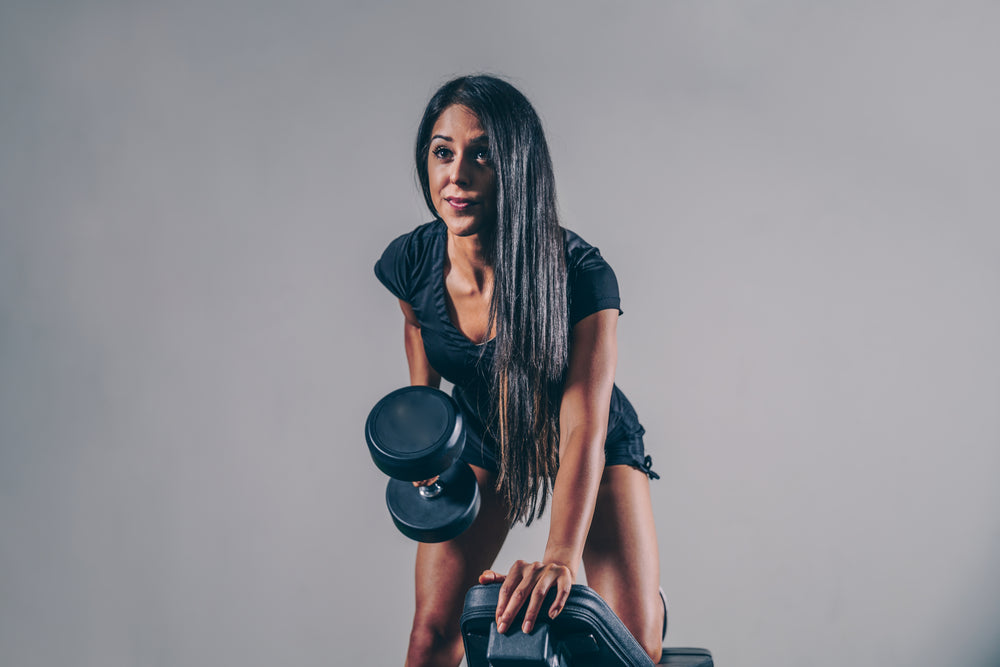 fitness woman with weights