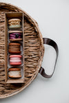 five different macarons in a package