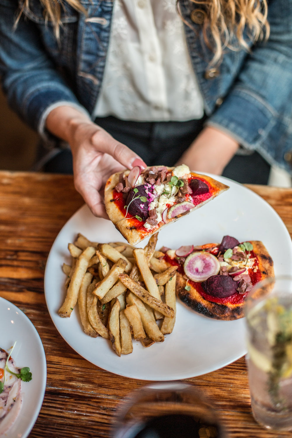 flatbread and fries