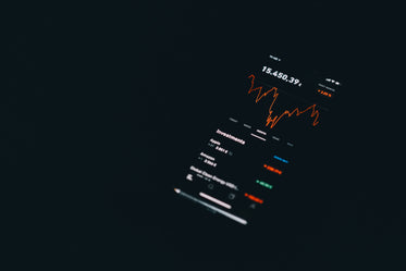 flatlay of a black phone showing graphs on the screen