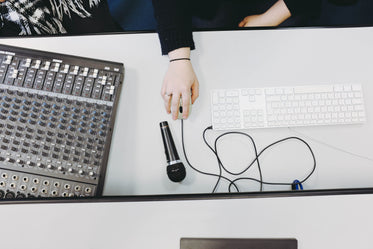 flatlay of audio technician