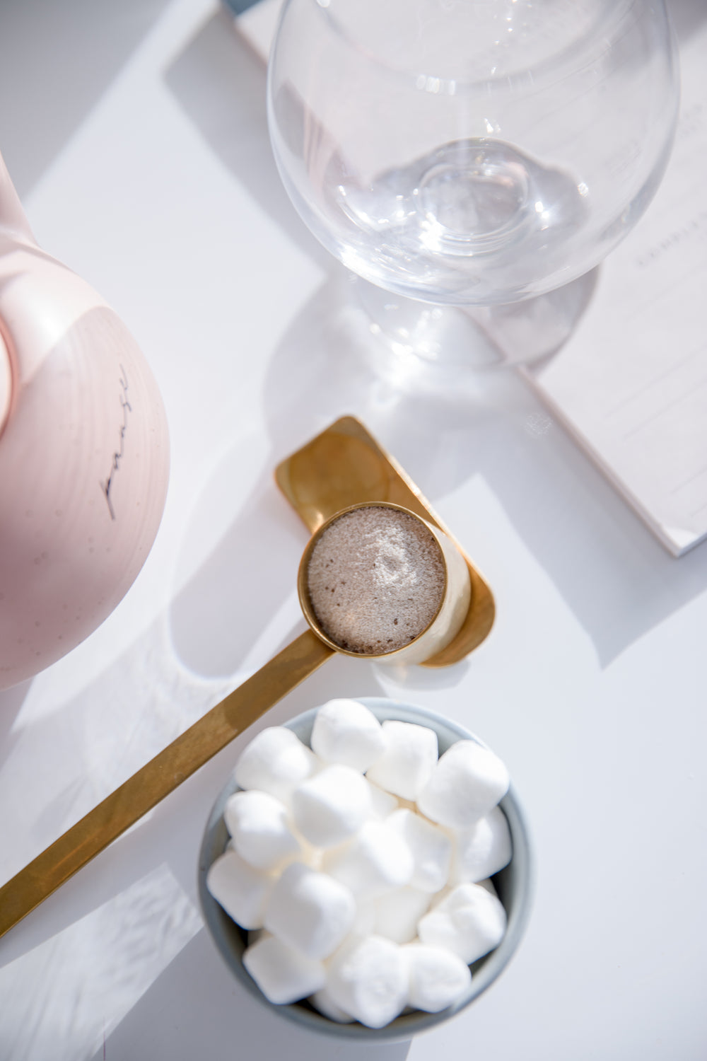 flatlay of items to make hot chocolate