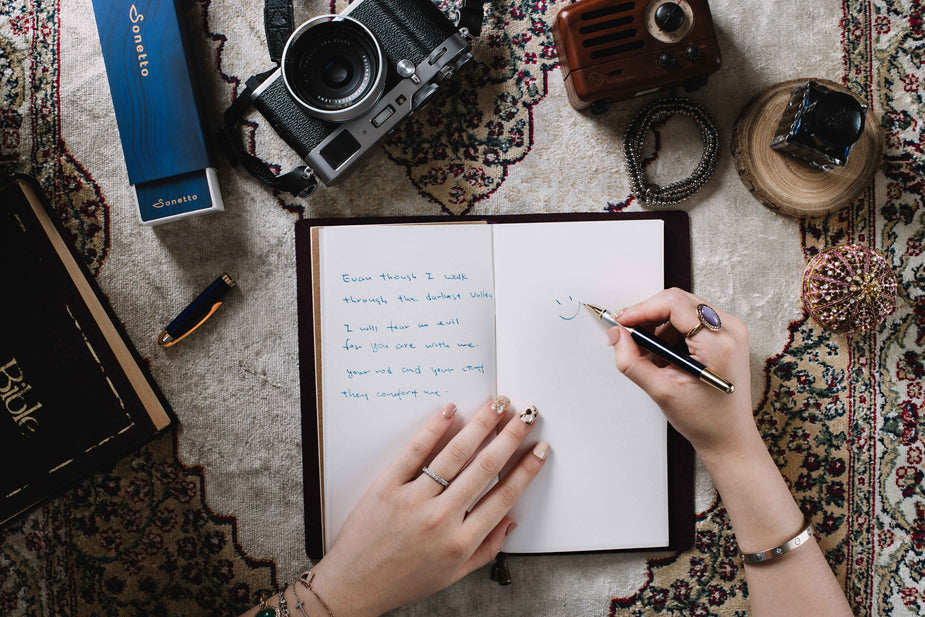 Browse Free HD Images of Flatlay Of Writing In A Notebook