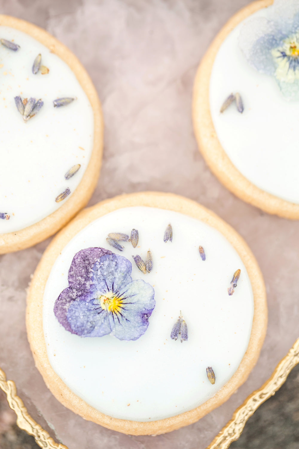 floral tart with white frosting