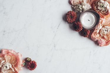 flowers on white marble table