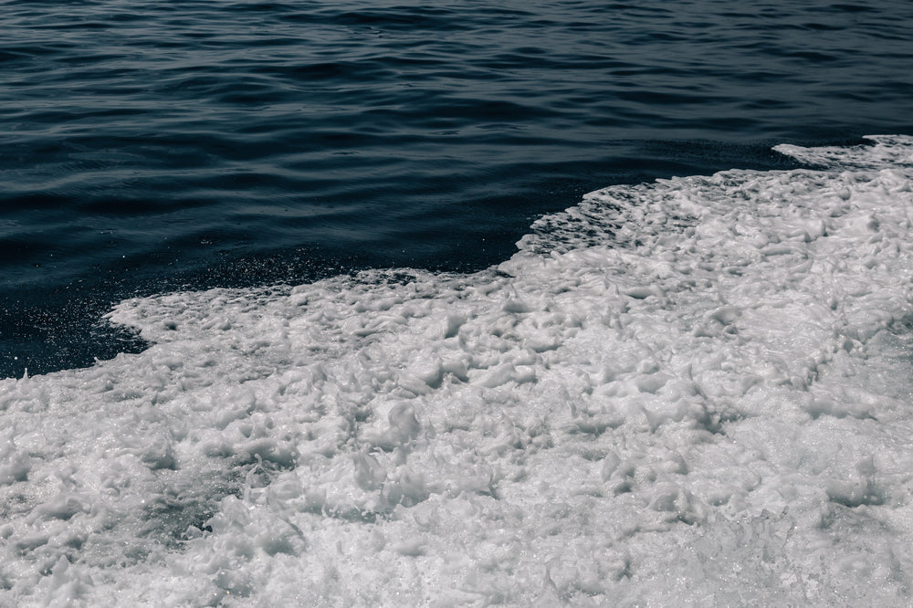 foamy water crashing to shore