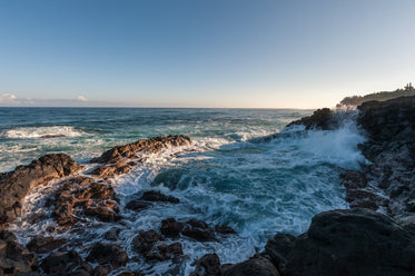 foamy waves on shore