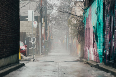 foggy urban alley
