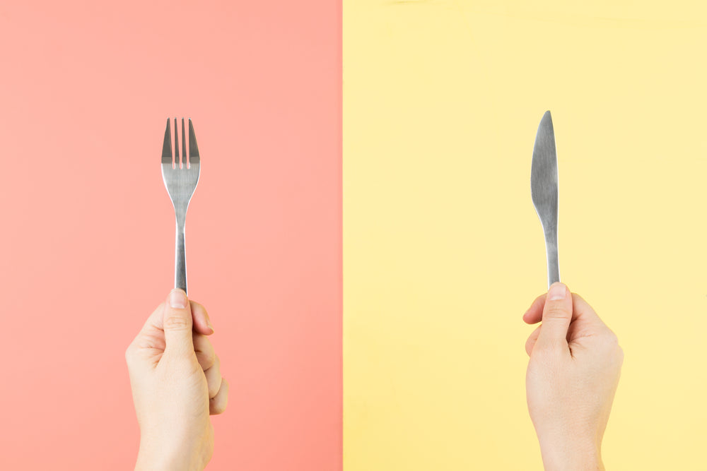 fork and knife in hands