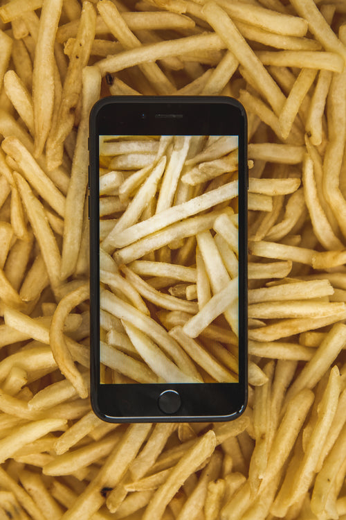 french fries phone photography
