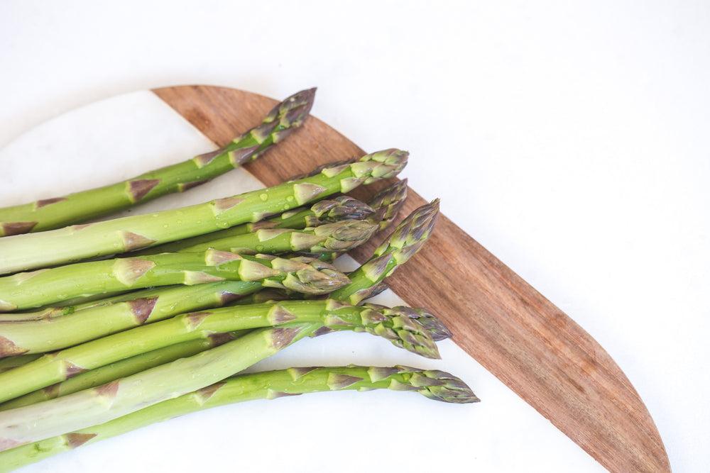 fresh asparagus with water drops