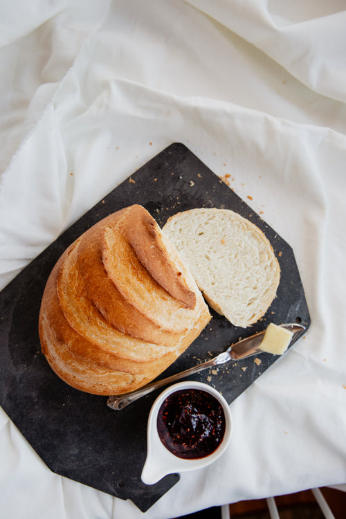 fresh bread and jam