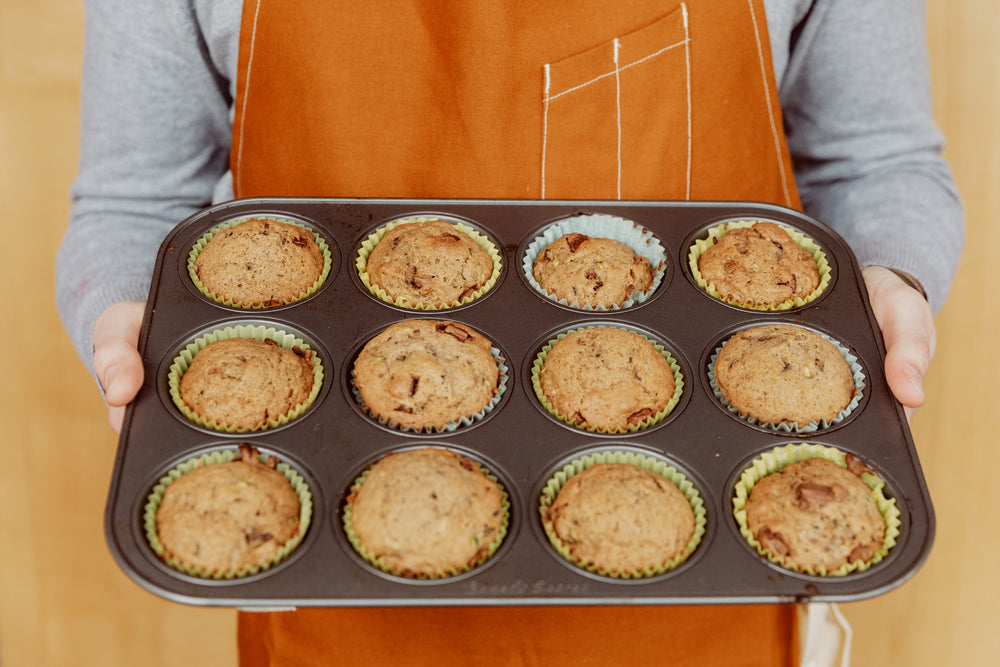 fresh muffins in tray