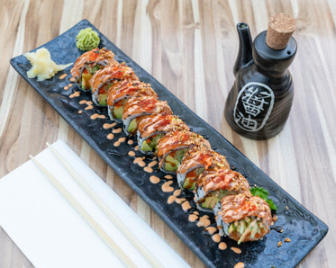 fresh plated sushi roll