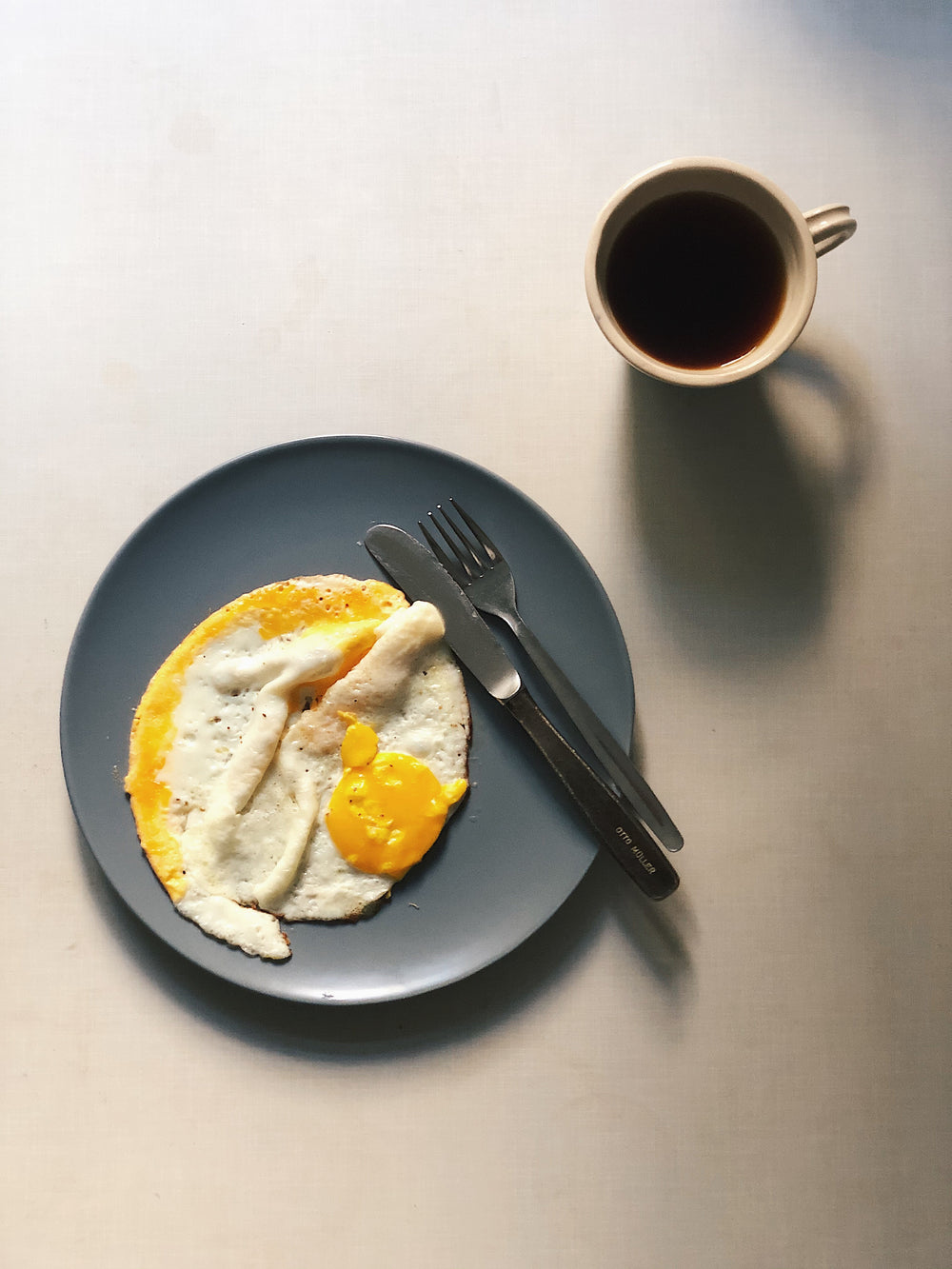 fried eggs and black coffee
