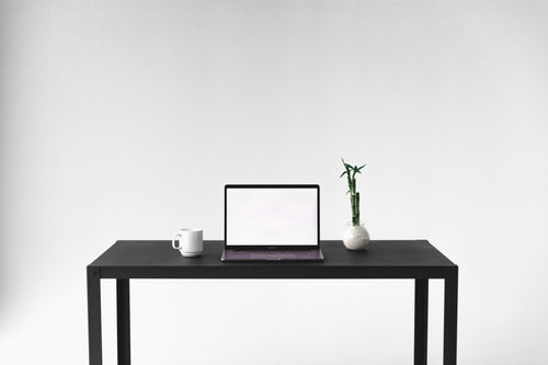 front facing view of minimal desk setup