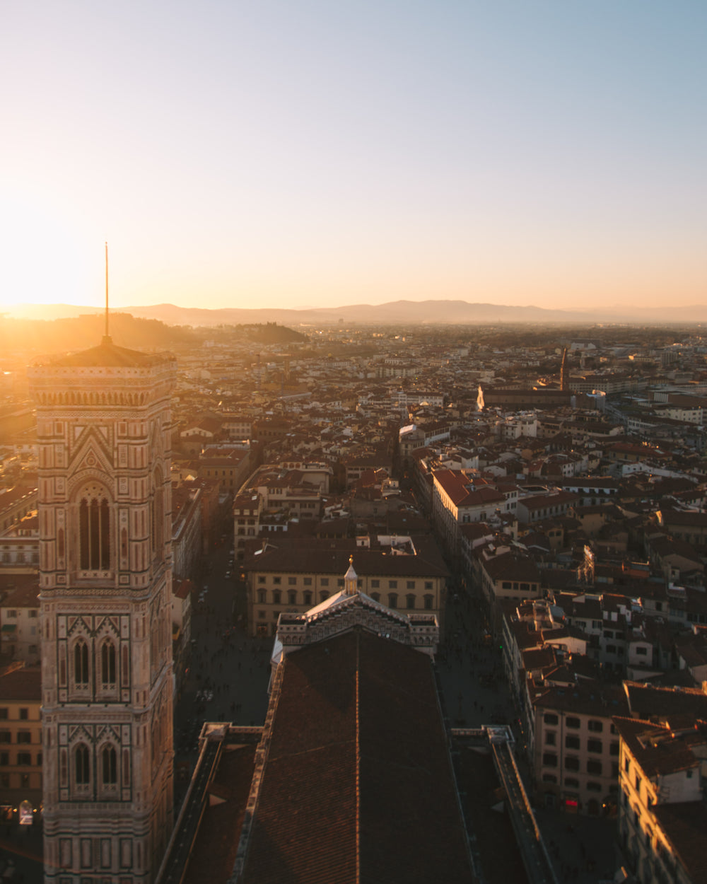 front facing view of sunkissed city