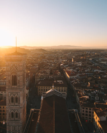 front facing view of sunkissed city