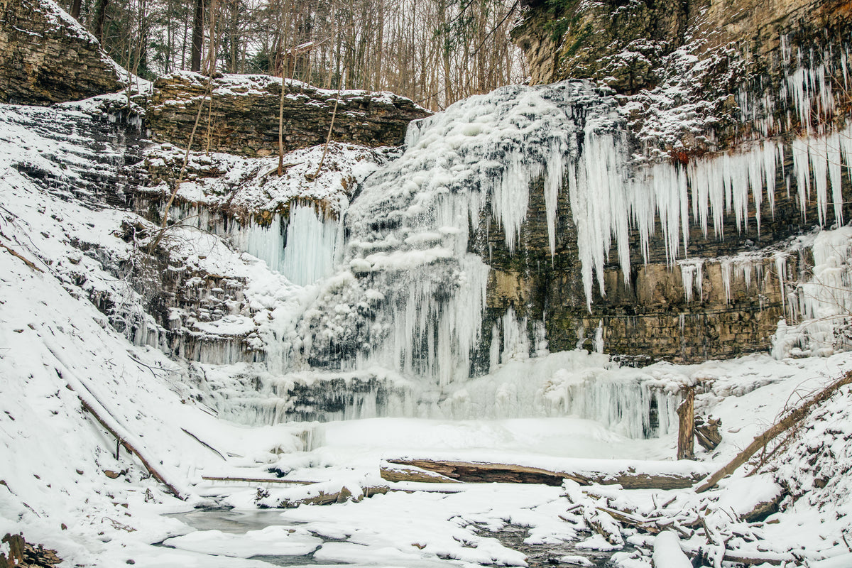 frozen river falls