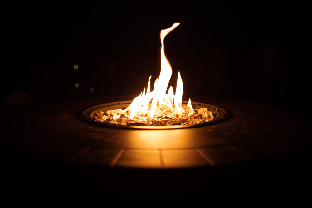 gas fire pit at night