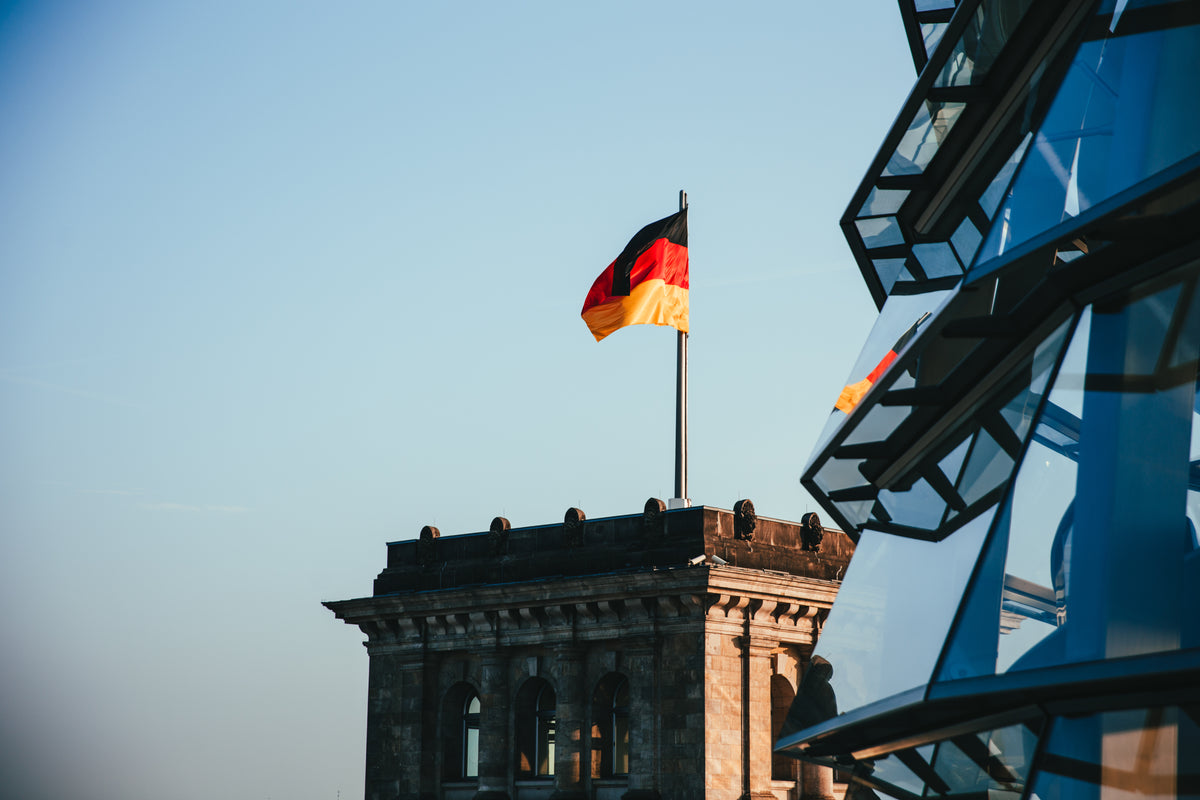 german flag on urban roof