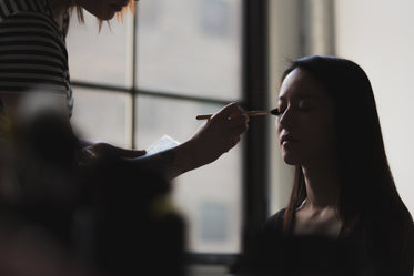 getting makeup done