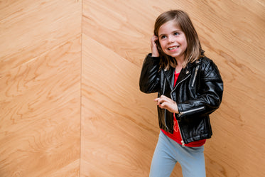 girl in biker jacket